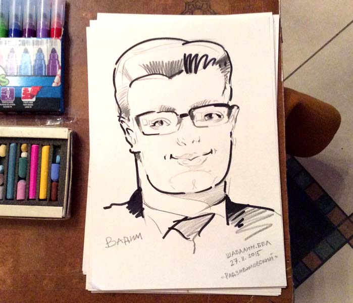 Шарж Вадима, нарисованный художником Мишелем