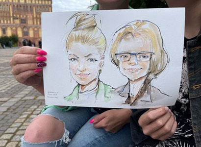 Шарж акварелью на острове Канта 