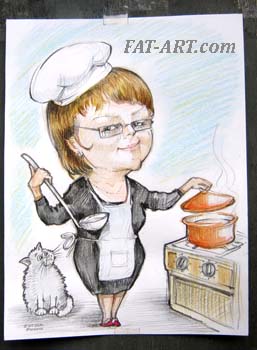 шарж поварихи от шаржиста Шабалина