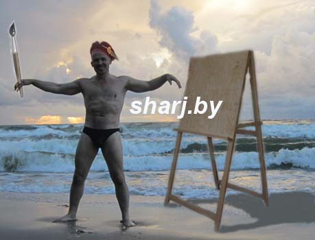 шаржист на свадьбе на фоне моря