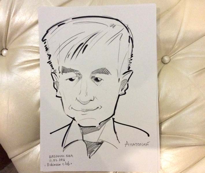 Дружеский шарж Анатолия на формате А4 от Мишеля