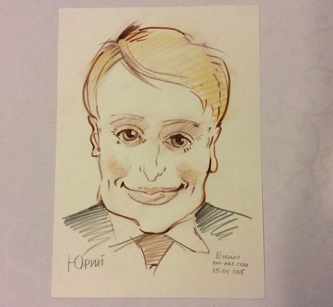 Шарж Юрия на формате А4 от шаржиста Михаила Шабалина