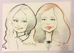 Шарж на ватмане Юли и Лели от шаржиста Мишеля