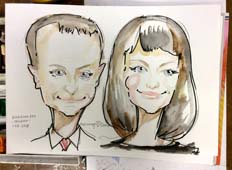 Композиция Александра и Ольги цветными мелками и акварелью